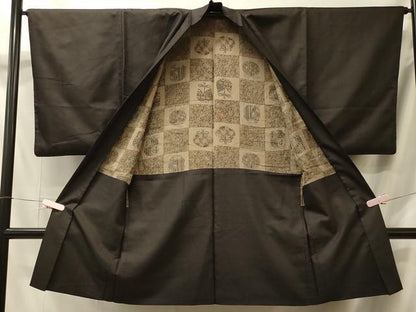 平和屋着物＃男性 長羽織 格子 正絹 逸品 CABL2820in