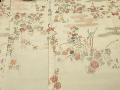 平和屋着物＃羽織　寿光織　草花文　金糸　正絹　逸品　CABL2826in