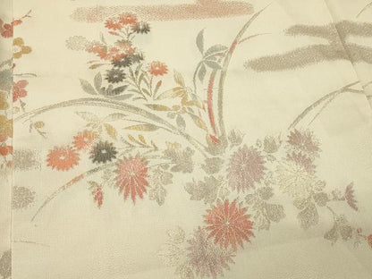 平和屋着物＃羽織　寿光織　草花文　金糸　正絹　逸品　CABL2826in