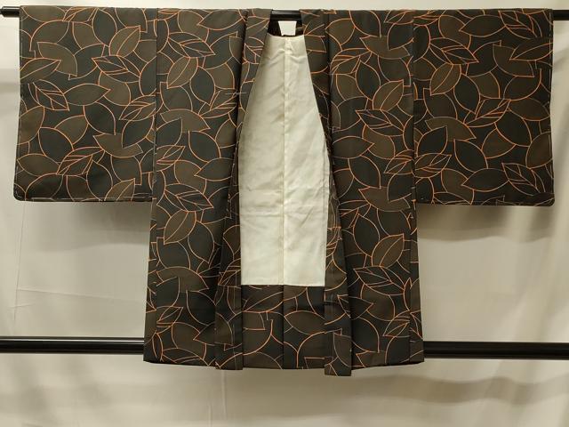 平和屋着物＃羽織 葉づくし 黒地 正絹 逸品 未使用 CABL2829in