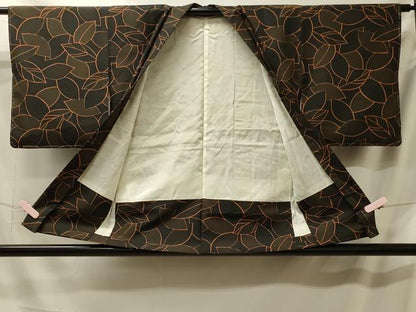 平和屋着物＃羽織 葉づくし 黒地 正絹 逸品 未使用 CABL2829in