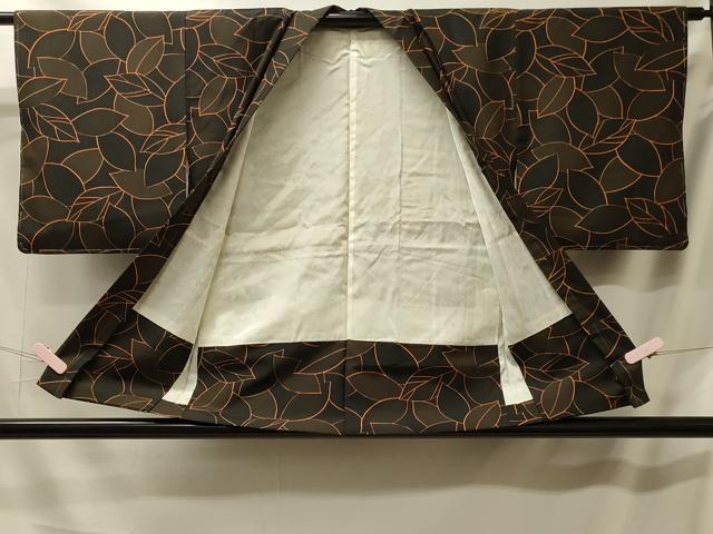 平和屋着物＃羽織 葉づくし 黒地 正絹 逸品 未使用 CABL2829in