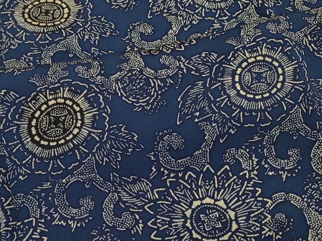 平和屋着物＃道行コート　藍型染め　更紗花唐草文　正絹　逸品　CABL2833in