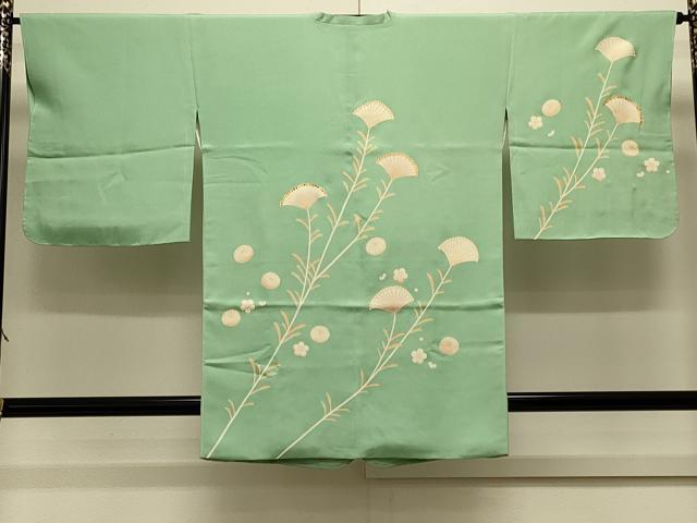 平和屋着物＃道行コート　駒刺繍　草花文　金彩　正絹　逸品　CABL2846in