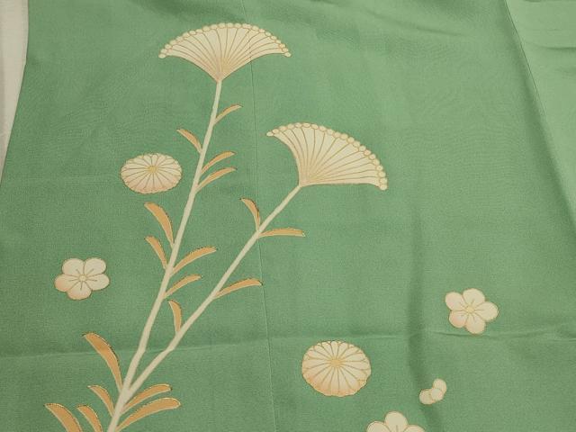 平和屋着物＃道行コート　駒刺繍　草花文　金彩　正絹　逸品　CABL2846in