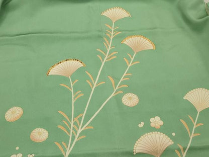 平和屋着物＃道行コート　駒刺繍　草花文　金彩　正絹　逸品　CABL2846in