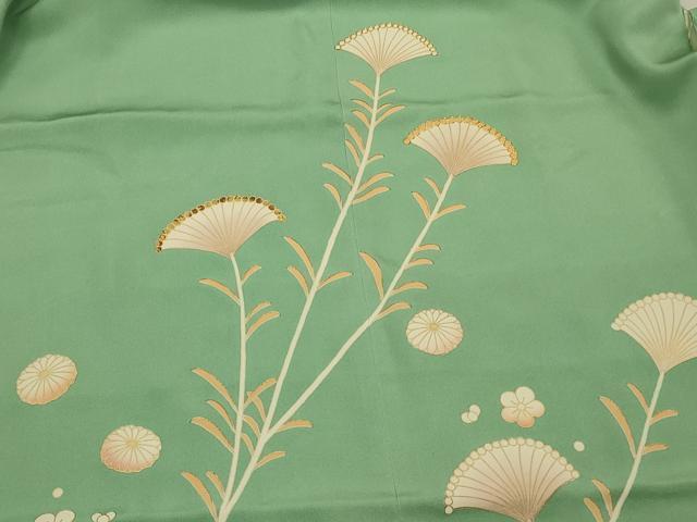 平和屋着物＃道行コート　駒刺繍　草花文　金彩　正絹　逸品　CABL2846in