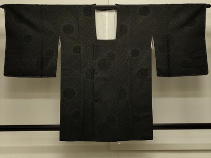 平和屋着物＃道行コート　正倉院花文　黒地　正絹　逸品　未使用　CABL2847in