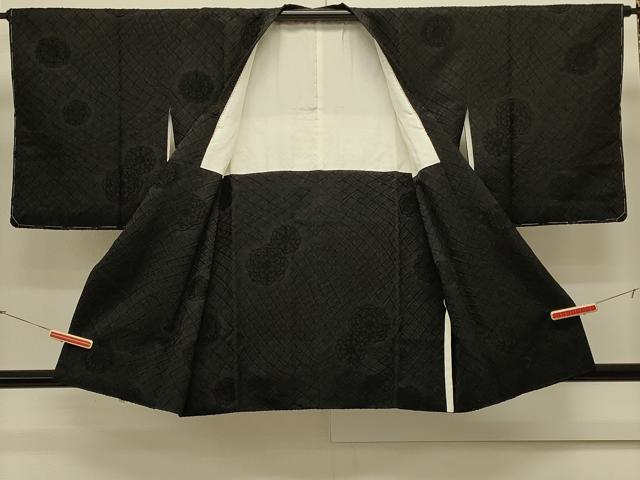 平和屋着物＃道行コート　正倉院花文　黒地　正絹　逸品　未使用　CABL2847in