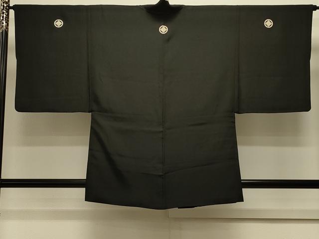 平和屋着物＃男性 羽織 黒紋付き 正絹 逸品 CABL2848in