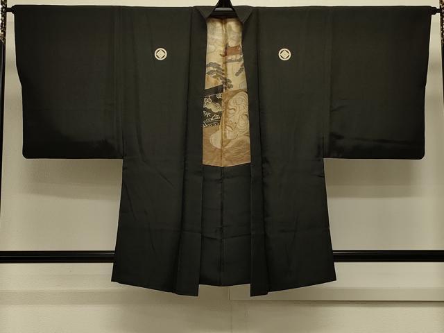 平和屋着物＃男性 羽織 黒紋付き 正絹 逸品 CABL2848in