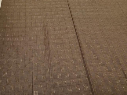 平和屋着物＃道行コート　単衣　花織　格子　ロング丈　正絹　逸品　CABL2851in