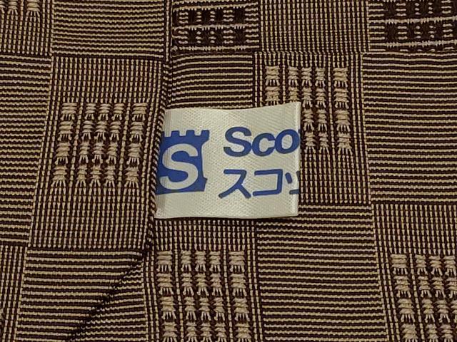 平和屋着物＃道行コート　単衣　花織　格子　ロング丈　正絹　逸品　CABL2851in