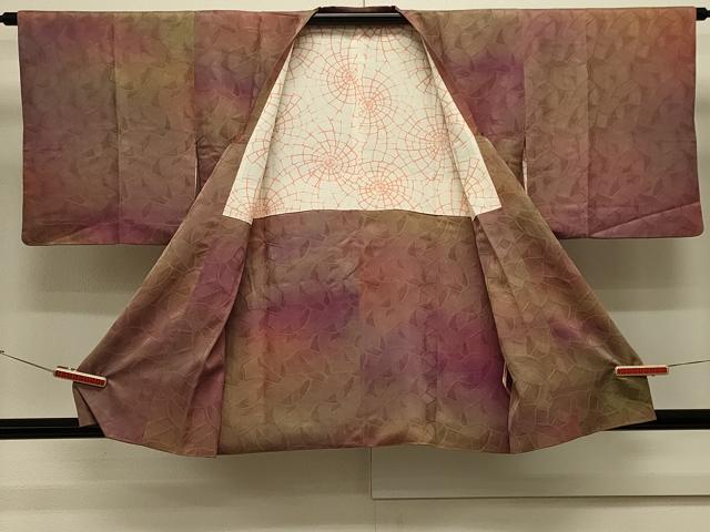 平和屋着物＃道行コート　葉づくし地紋　暈し染め　正絹　逸品　CABL2858in