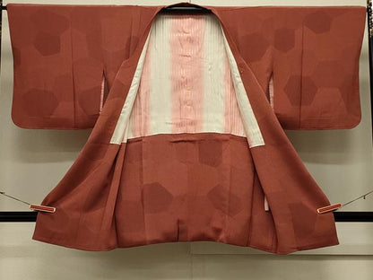 平和屋着物＃道行コート　変わり亀甲文　鬼しぼ縮緬　正絹　逸品　CABL2859in