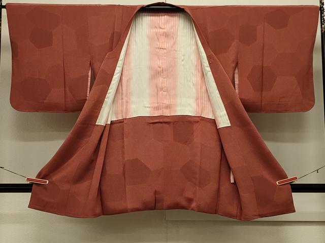 平和屋着物＃道行コート　変わり亀甲文　鬼しぼ縮緬　正絹　逸品　CABL2859in