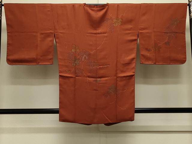 平和屋着物＃道行コート　ろうけつ染め　葡萄蔦の葉文　正絹　逸品　CABL2860in