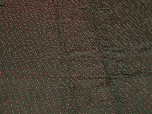 平和屋着物＃道行コート　雨コート　単衣　立涌文　黒地　ロング丈　正絹　逸品　CABL2866in