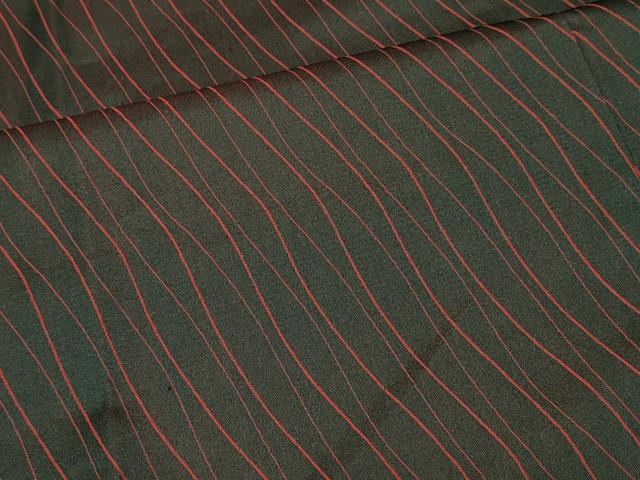 平和屋着物＃道行コート　雨コート　単衣　立涌文　黒地　ロング丈　正絹　逸品　CABL2866in