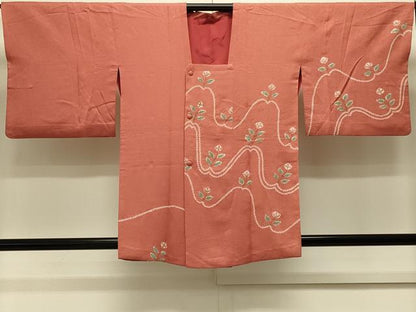 平和屋着物＃道行コート　絞り　草花文　金彩　正絹　逸品　CABL2875in