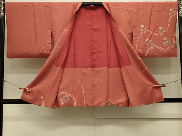 平和屋着物＃道行コート　絞り　草花文　金彩　正絹　逸品　CABL2875in