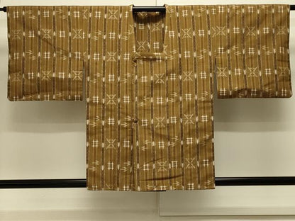平和屋着物＃道行コート　紬地　絣文様　正絹　逸品　CABL2879in