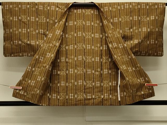 平和屋着物＃道行コート　紬地　絣文様　正絹　逸品　CABL2879in