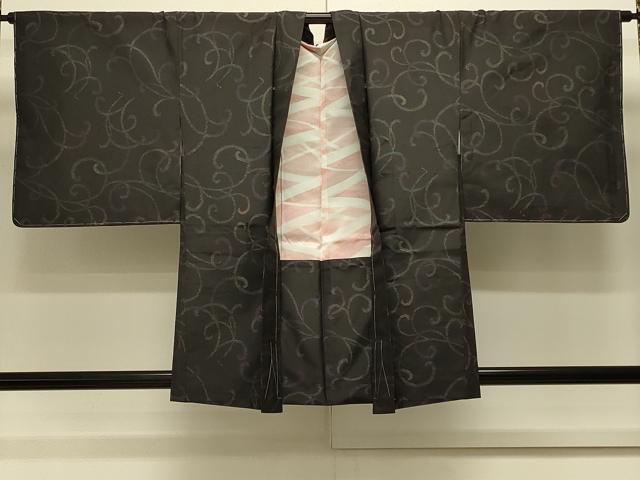 平和屋着物＃羽織 唐草文 黒地 正絹 逸品 未使用 CABL2881in