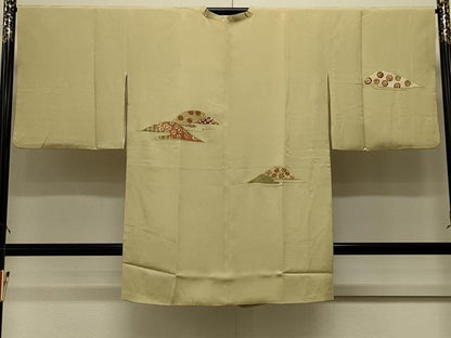 平和屋着物＃中国三大刺繍　相良刺繍　総刺繍　道行コート　遠山吉祥文　金糸　ロング丈　正絹　逸品　CABL2885in