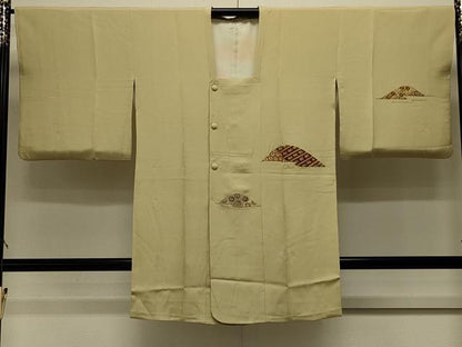 平和屋着物＃中国三大刺繍　相良刺繍　総刺繍　道行コート　遠山吉祥文　金糸　ロング丈　正絹　逸品　CABL2885in