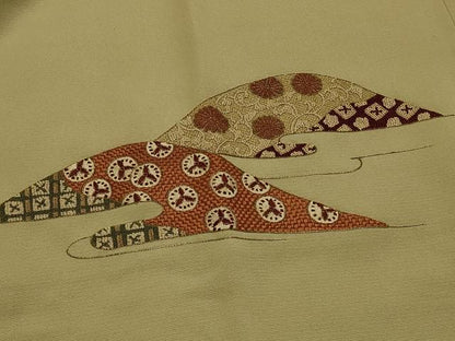 平和屋着物＃中国三大刺繍　相良刺繍　総刺繍　道行コート　遠山吉祥文　金糸　ロング丈　正絹　逸品　CABL2885in