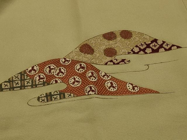 平和屋着物＃中国三大刺繍　相良刺繍　総刺繍　道行コート　遠山吉祥文　金糸　ロング丈　正絹　逸品　CABL2885in