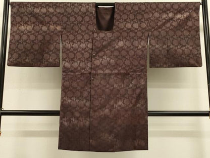 平和屋着物＃道行コート　袷　リバーシブル　牡丹唐草紋紗　ロング丈　正絹　逸品　CABL2887in