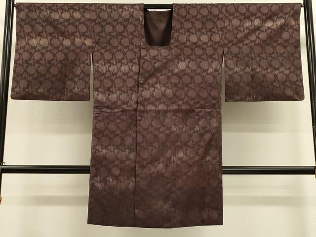 平和屋着物＃道行コート　袷　リバーシブル　牡丹唐草紋紗　ロング丈　正絹　逸品　CABL2887in