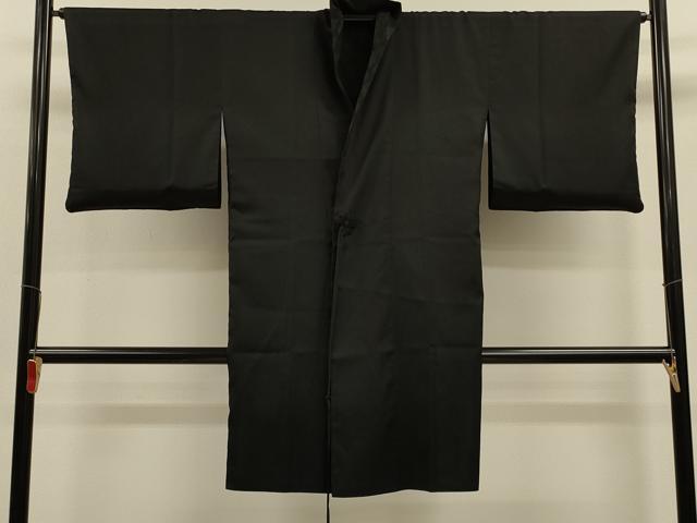 平和屋着物＃道中着　袷　リバーシブル　牡丹唐草紋紗　黒地　ロング丈　正絹　逸品　CABL2895in