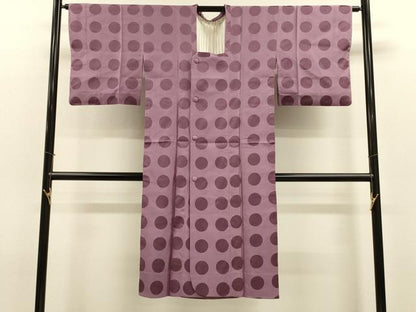平和屋着物＃道行コート　雨コート　単衣　水玉　ロング丈　正絹　逸品　CABL2904in