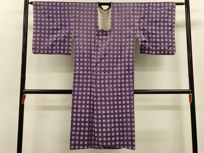 平和屋着物＃道行コート　雨コート　単衣　水玉　ロング丈　正絹　逸品　CABL2905in