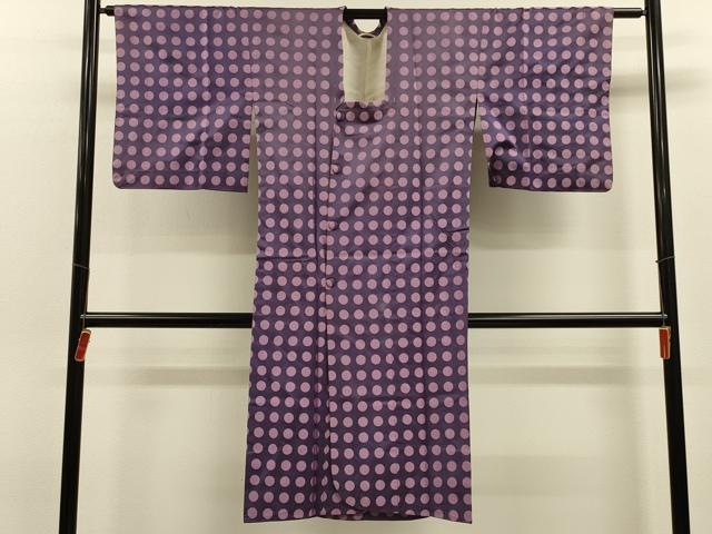 平和屋着物＃道行コート　雨コート　単衣　水玉　ロング丈　正絹　逸品　CABL2905in