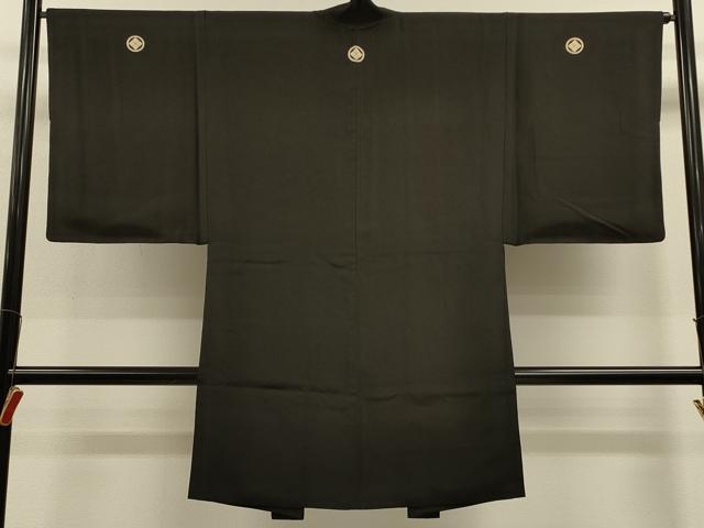 平和屋着物＃男性 長羽織 黒紋付き 正絹 逸品 CABL2906in