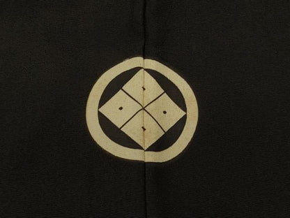平和屋着物＃男性 長羽織 黒紋付き 正絹 逸品 CABL2906in