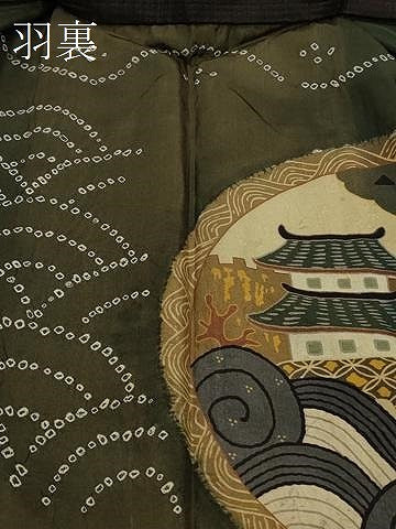 平和屋着物＃男性　長羽織　紬地　格子　正絹　逸品　CABL2907in