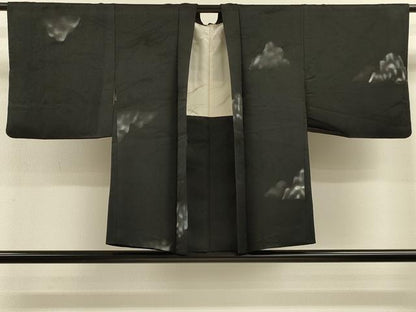 平和屋着物＃羽織 遠山文 暈し染め 黒地 正絹 逸品 CABL2909in
