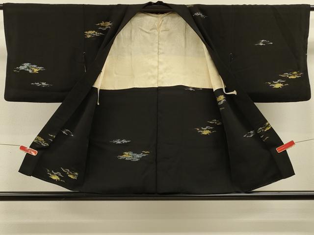 平和屋着物＃羽織 寿光織 霞文 黒地 金銀糸 正絹 逸品 CABL2912in