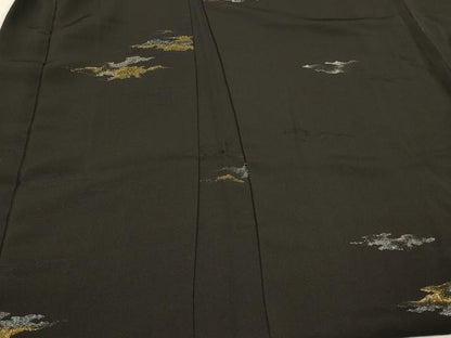 平和屋着物＃羽織 寿光織 霞文 黒地 金銀糸 正絹 逸品 CABL2912in