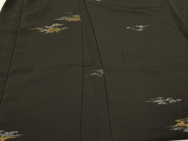 平和屋着物＃羽織 寿光織 霞文 黒地 金銀糸 正絹 逸品 CABL2912in
