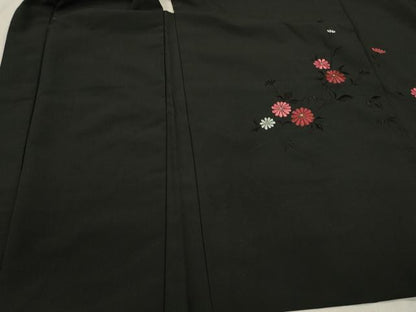 平和屋着物＃羽織　総刺繍　枝花文　黒地　金糸　洗える着物　CABL2913in