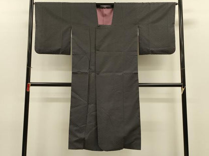 平和屋着物＃道行コート　輪奈織　幾何学文様　ロング丈　正絹　逸品　CABL2916in