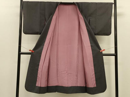 平和屋着物＃道行コート　輪奈織　幾何学文様　ロング丈　正絹　逸品　CABL2916in