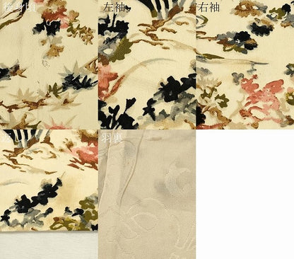 平和屋着物＃羽織　流水草花文　正絹　逸品　CABL2921in