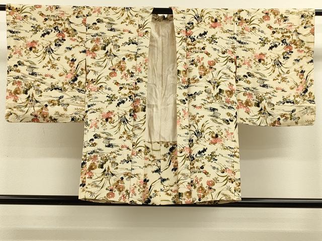 平和屋着物＃羽織　流水草花文　正絹　逸品　CABL2921in